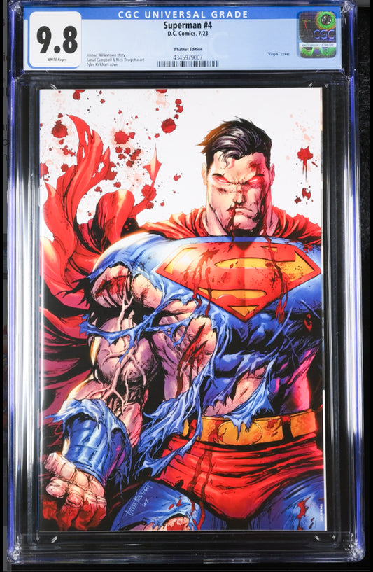 SUPERMAN #4 - TYLER KIRKHAM VIRGIN VARIANT BATTLE DAMAGE DC COMICS CGC 9.8