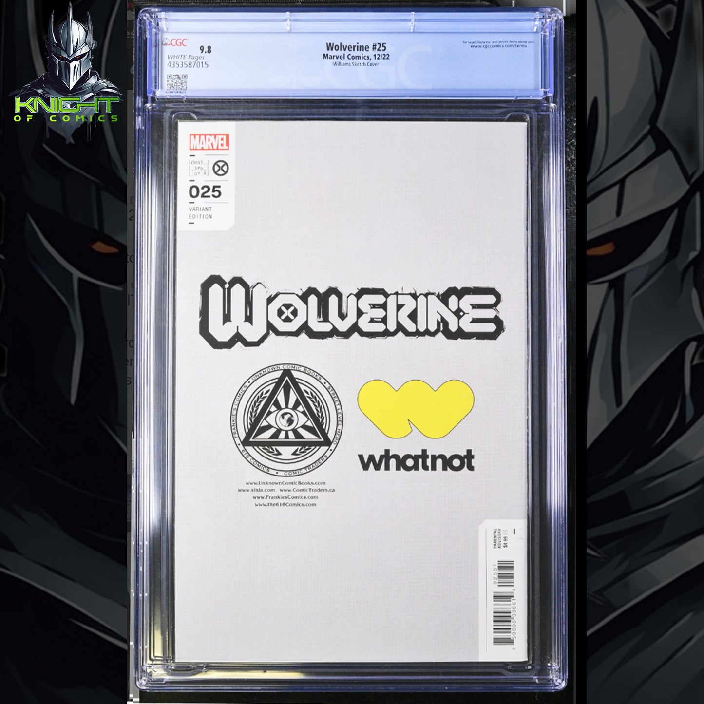 WOLVERINE #25 - SCOTT WILLIAMS SKETCH VIRGIN EDITION WHATNOT EXCLUSIVE CGC 9.8